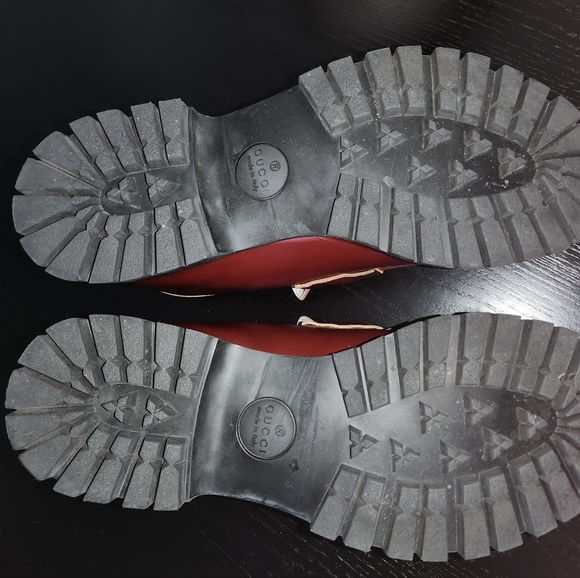 GUCCI Mens Horsebit Leather Lug Sole Maroon Ankle Boots Gucci 13  US Mens 13.5 - Picture 3 of 4